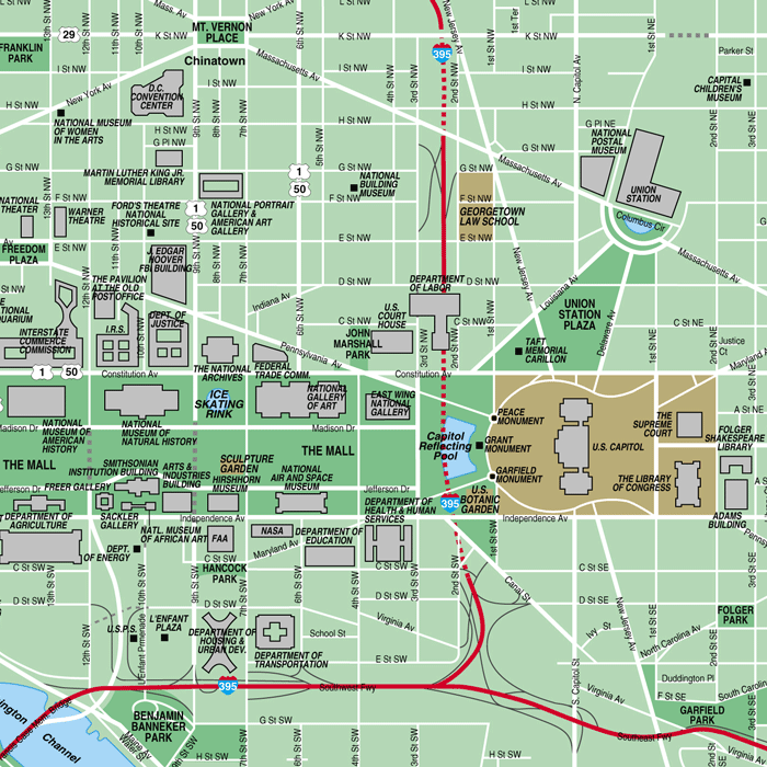 National Mall map, Washington, DC, USA (Eastern section)